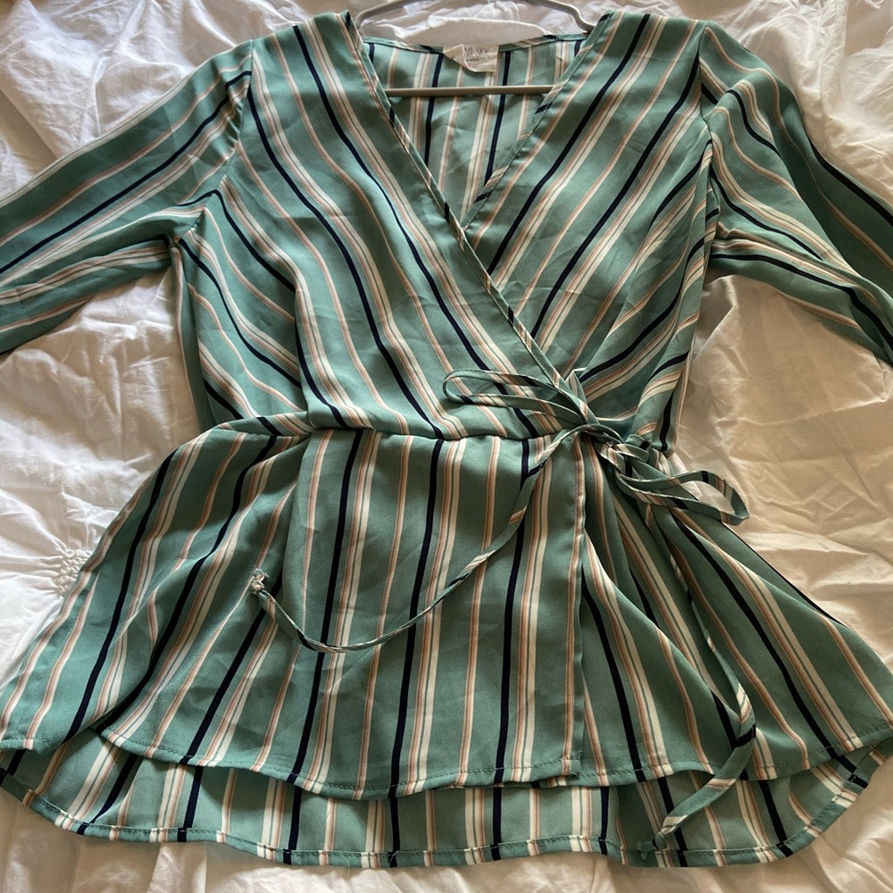 Minty green stripes top